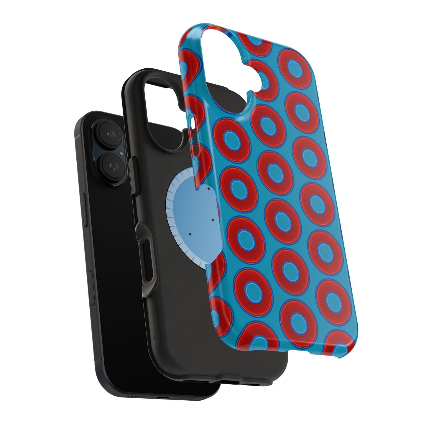 Magnetic Tough Donut Case - red vivid donut print w/aquamarine blue background
