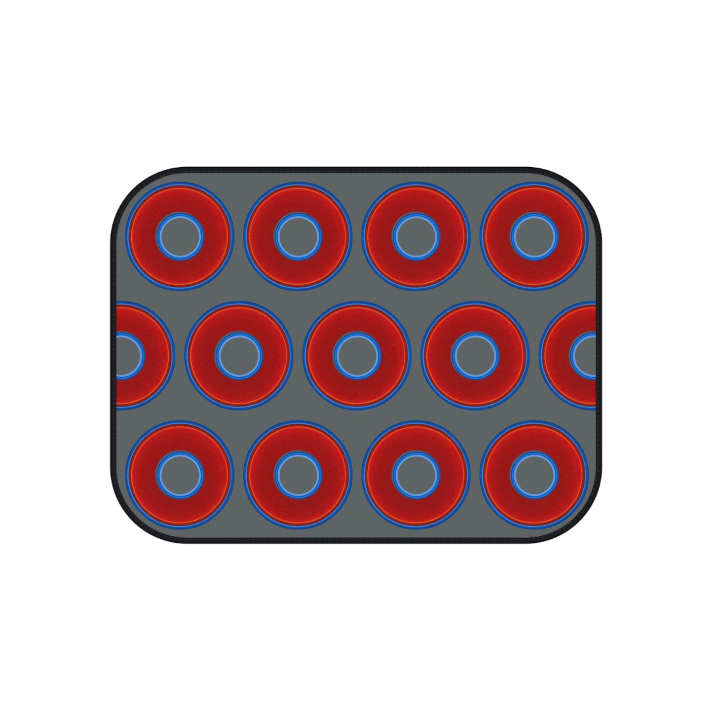 Contacted Car Mats - vivid donut print w/dark gray background