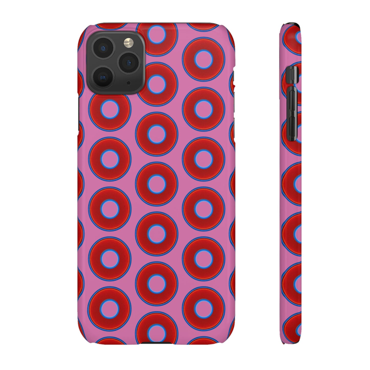 Lumpy Donut Snap Case - red vivid donut print w/light pink background