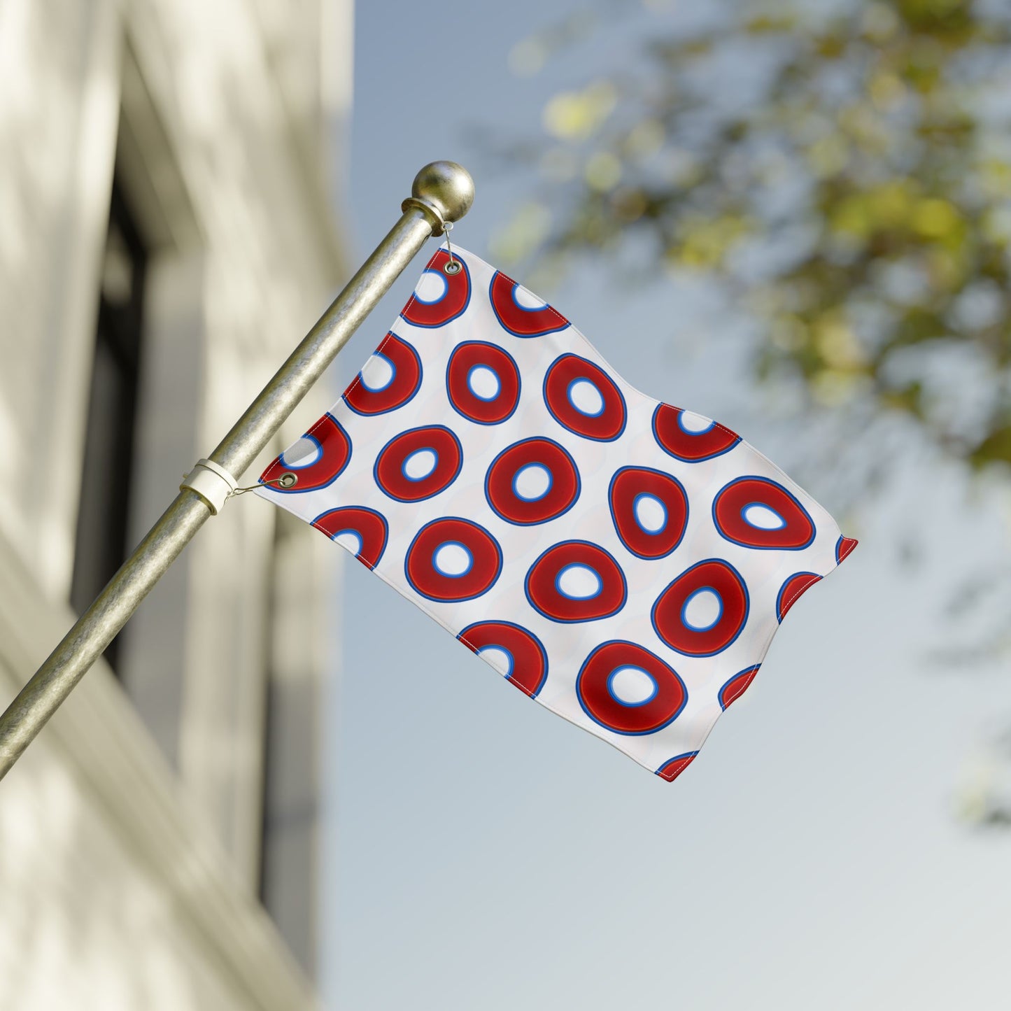Lumpy Flagpole Sitters - Donut Flags [12" x 18"] - red vivid donut print w/white background