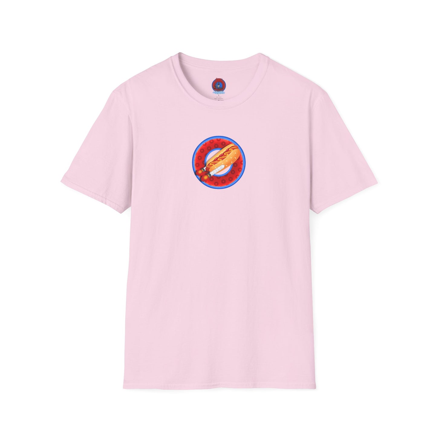 Classic Donut Tee - Unisex Soft-Style - "Viva Las Vegas Donut" -  red paradox donut w/raw dogger - variant 2