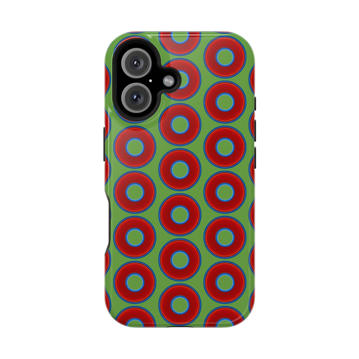 Magnetic Tough Donut Case - red vivid donut print w/light green background