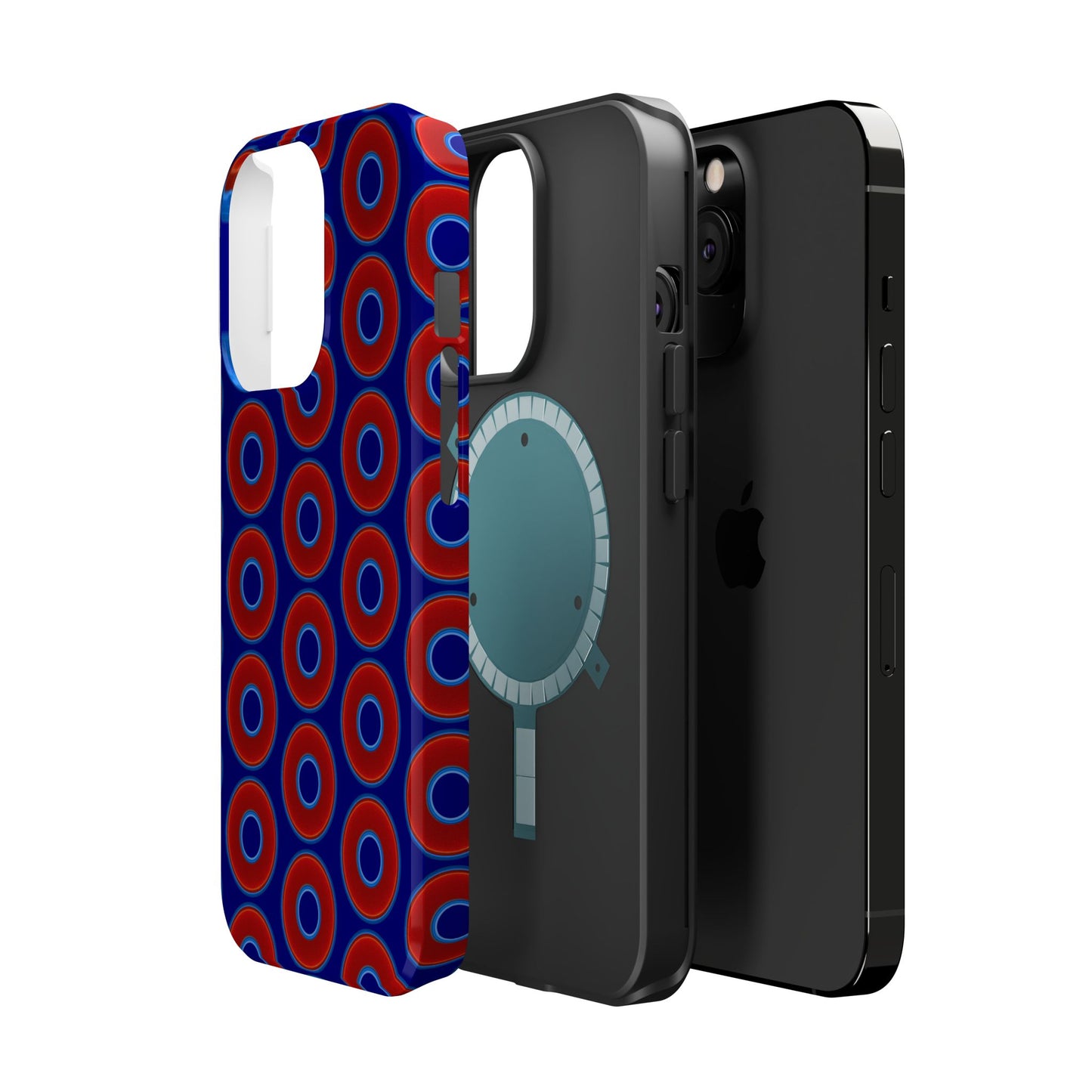 Magnetic Tough Donut Case - red vivid donut print w/vivid navy blue background
