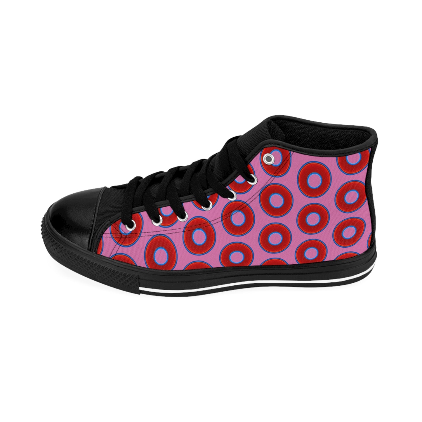 Men's Cushiony Convectors - High Tops - red vivid donuts w/pink background