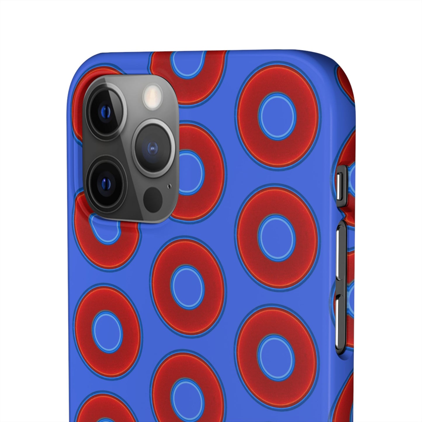Lumpy Donut Snap Case - red vivid donut print w/royal blue background