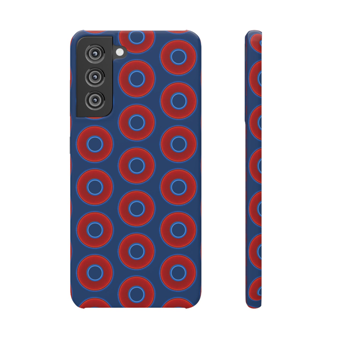 Lumpy Donut Snap Case - red vivid donut print w/Atlantic navy blue background