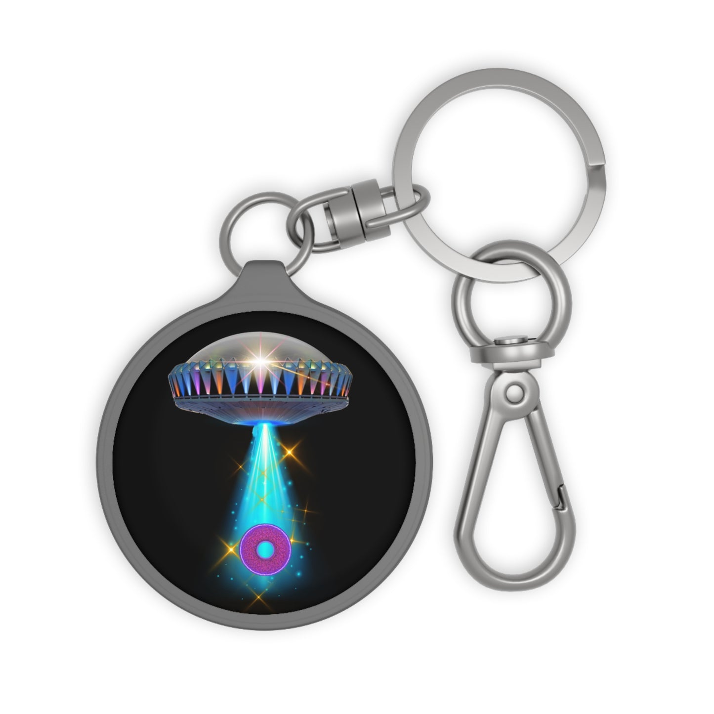 Lumpy Donut Keychain - "They Serve Donuts on the Mothership now" - series 1.0 - - variant 7 - mothership w/tactor beam & donut