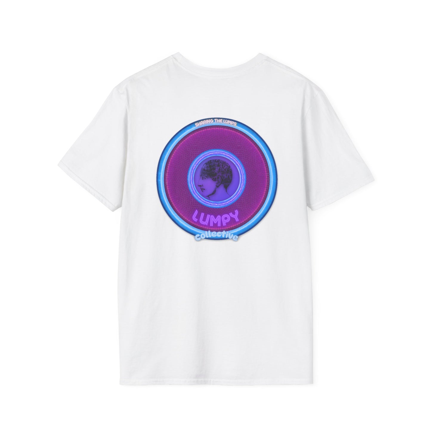 Classic Donut Tee - Unisex Soft-Style - "Lumpy Collective Donut" - rustic purple/light blue lumpy donut - variant 2