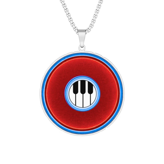 Lump's Heady Donut Necklace - 1" x 1" Stainless Steel Pendant - "Rage Side Donut Pendant" - vivid red/blue donut - variant 1