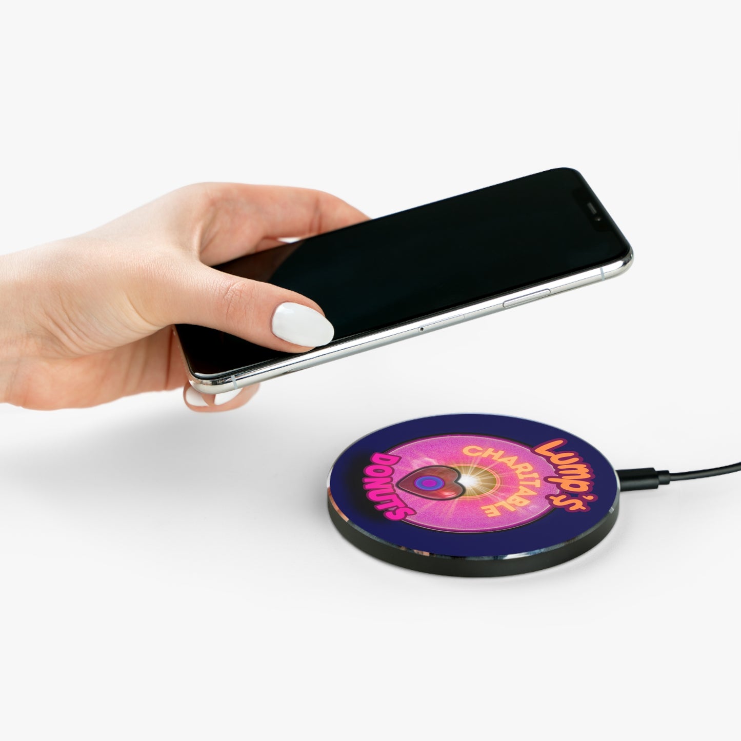 The Flow - Wireless Lumpy Donut Chargers - "Lump's Official Charitable Donut" - vivid magenta donut - [*charitable donut]