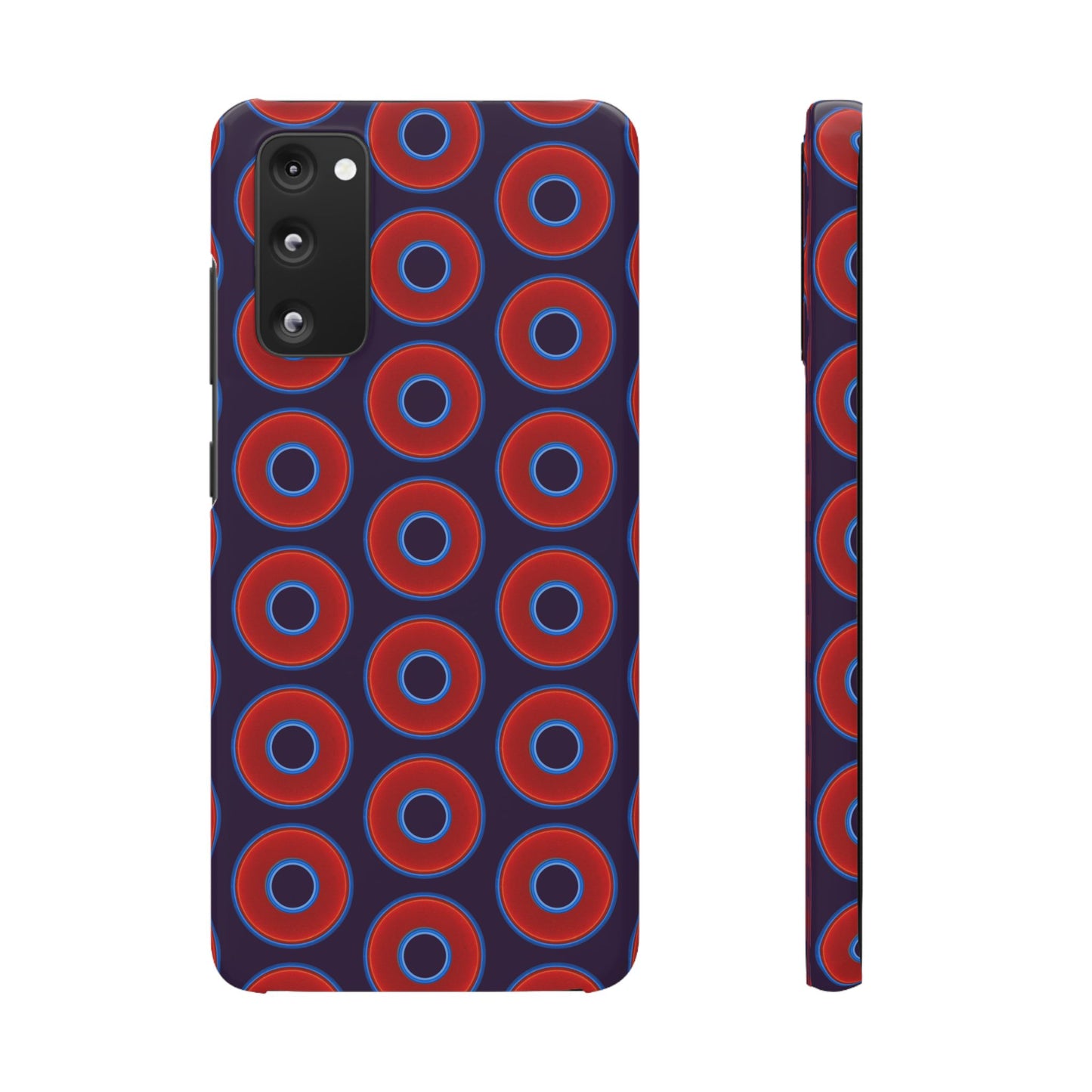 Lumpy Donut Snap Case - red vivid donut print w/midnight purple background