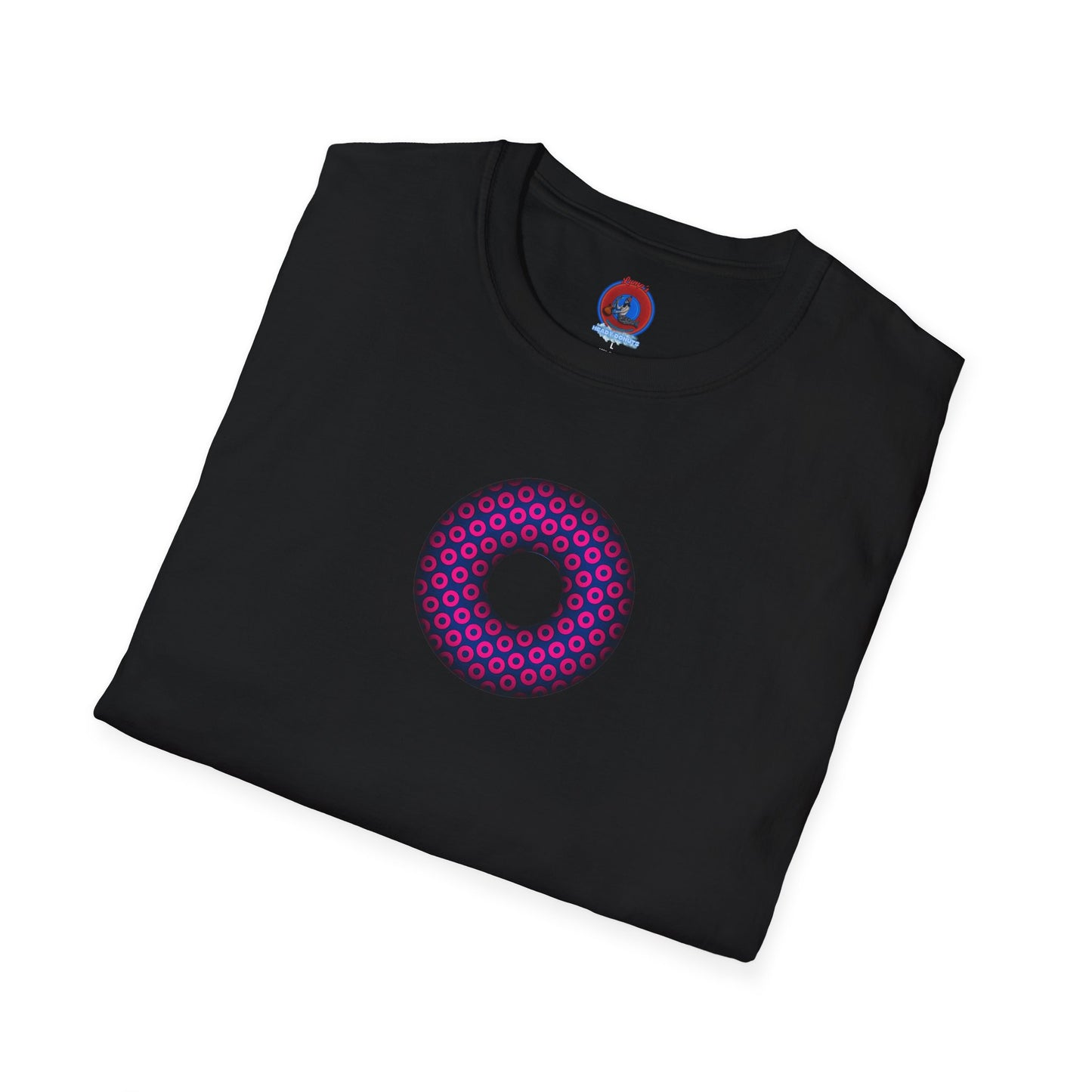 Plain Donuts/Unisex Soft-Style - "Plain Paradoxical Grided Donuts" - light magenta/dark blue donuts