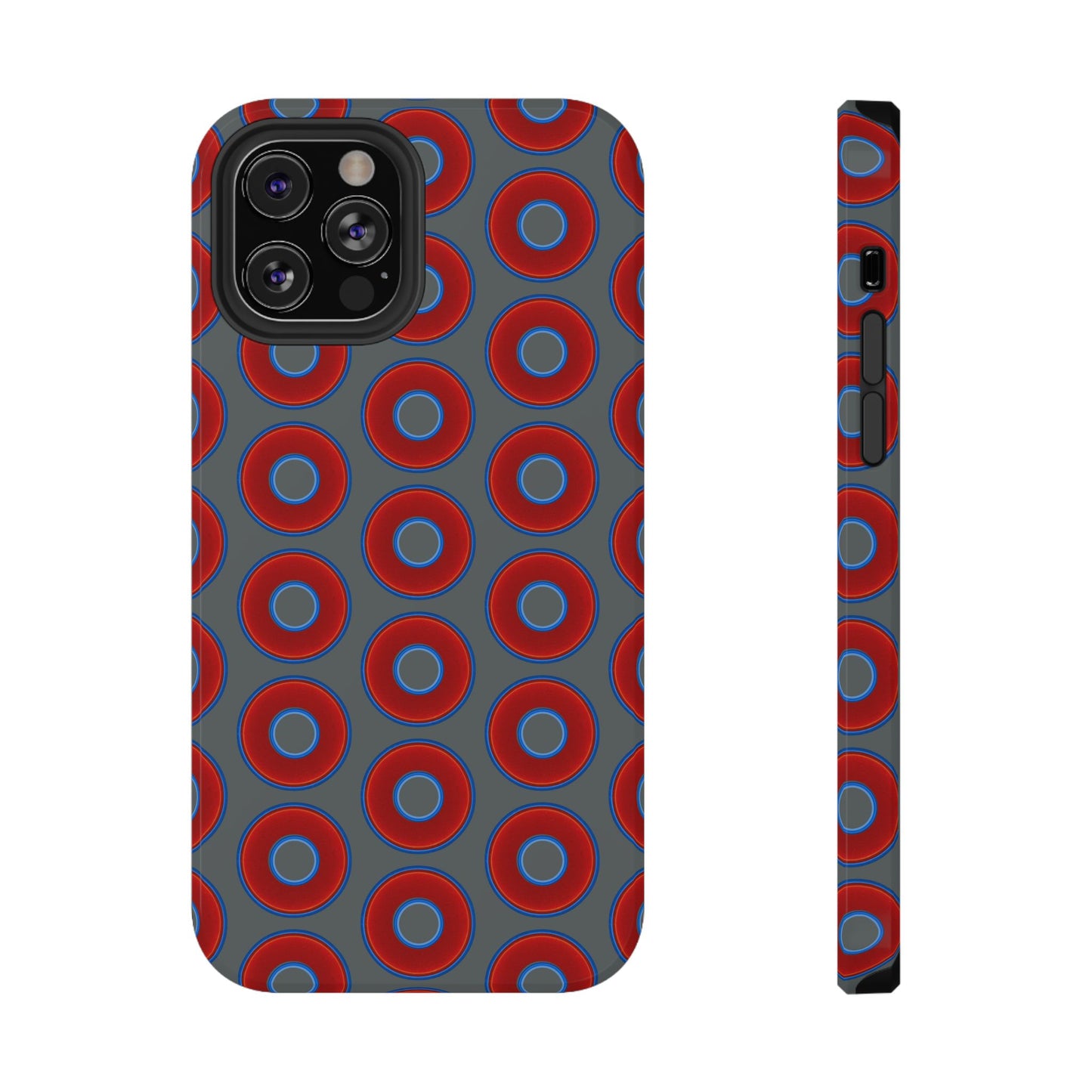 Impact-Resistant Lumpy Donut Case - red vivid donut print w/dark gray background