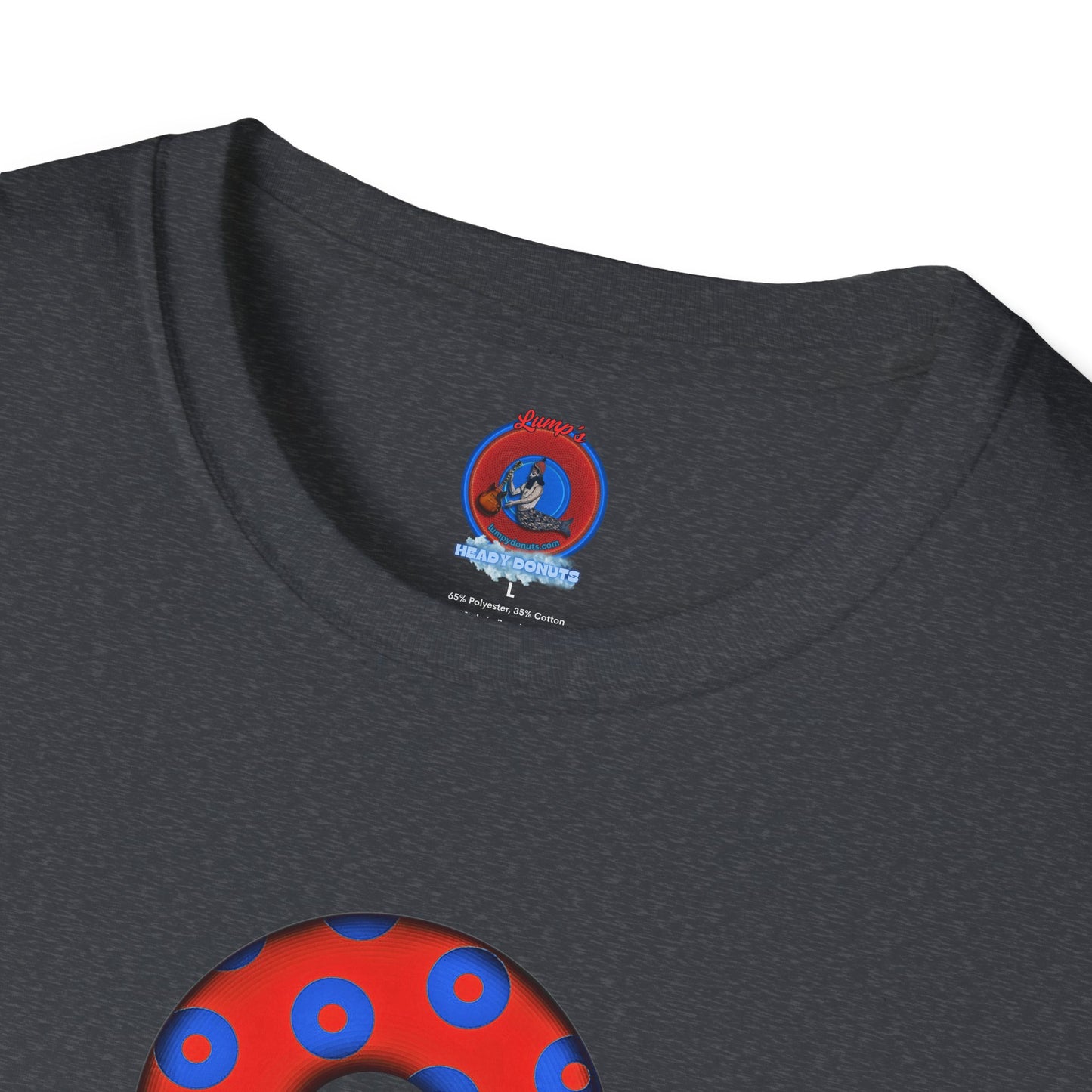 Plain Donuts/Unisex Soft-Style - "Plain Blimpy Paradoxical Donuts" - red/blue donuts