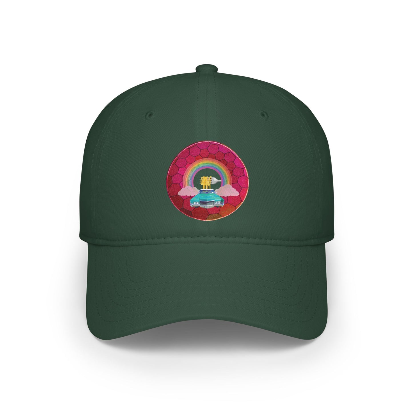 Lumpy Donut Baseball Cap - "Caddy Spaghetti Incident Donut Cap" - variant 3 - magenta hexadonut w/