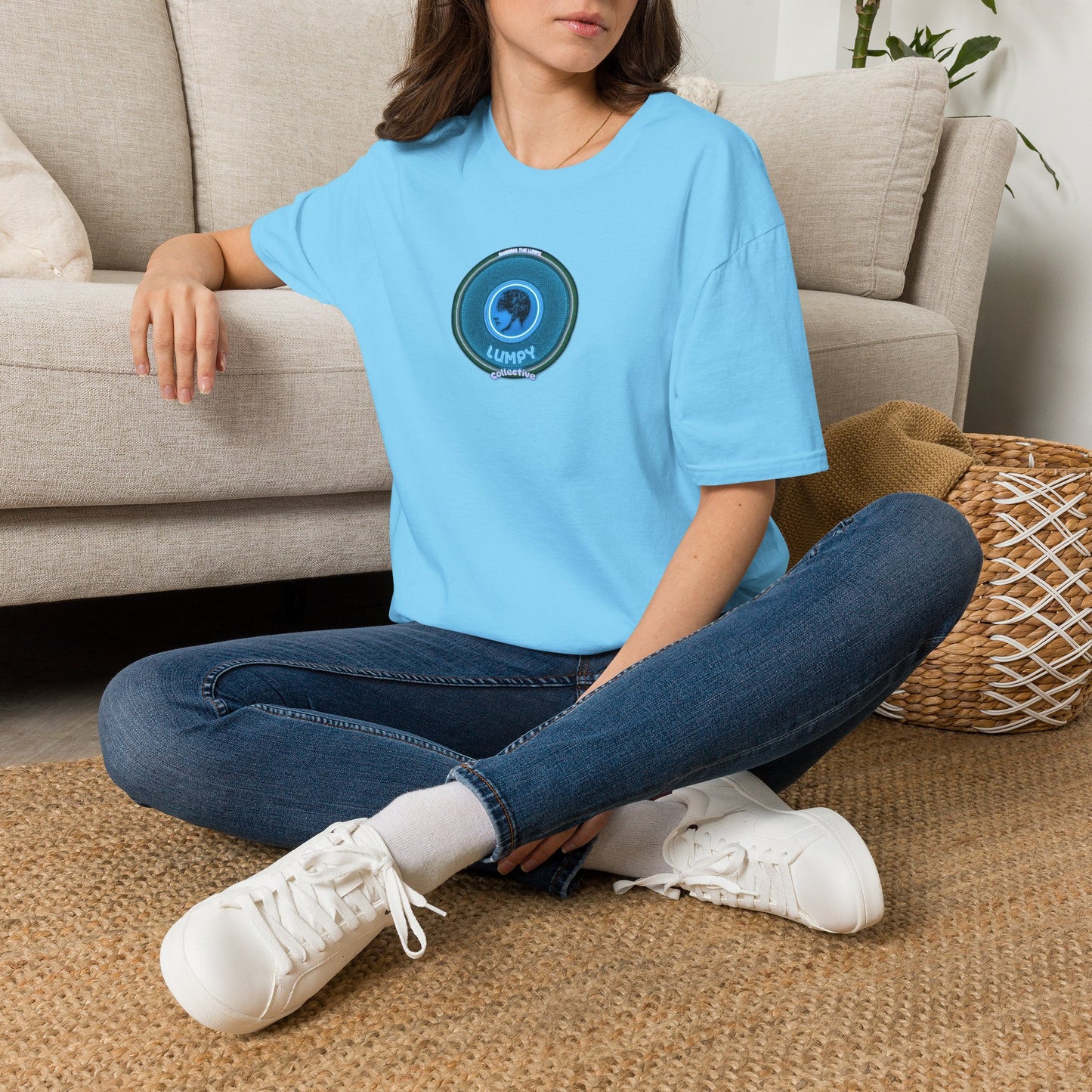 Classic Donut Tee - Unisex Soft-Style - "Lumpy Collective Donut" - aquamarine blue/green lumpy donut - variant 3