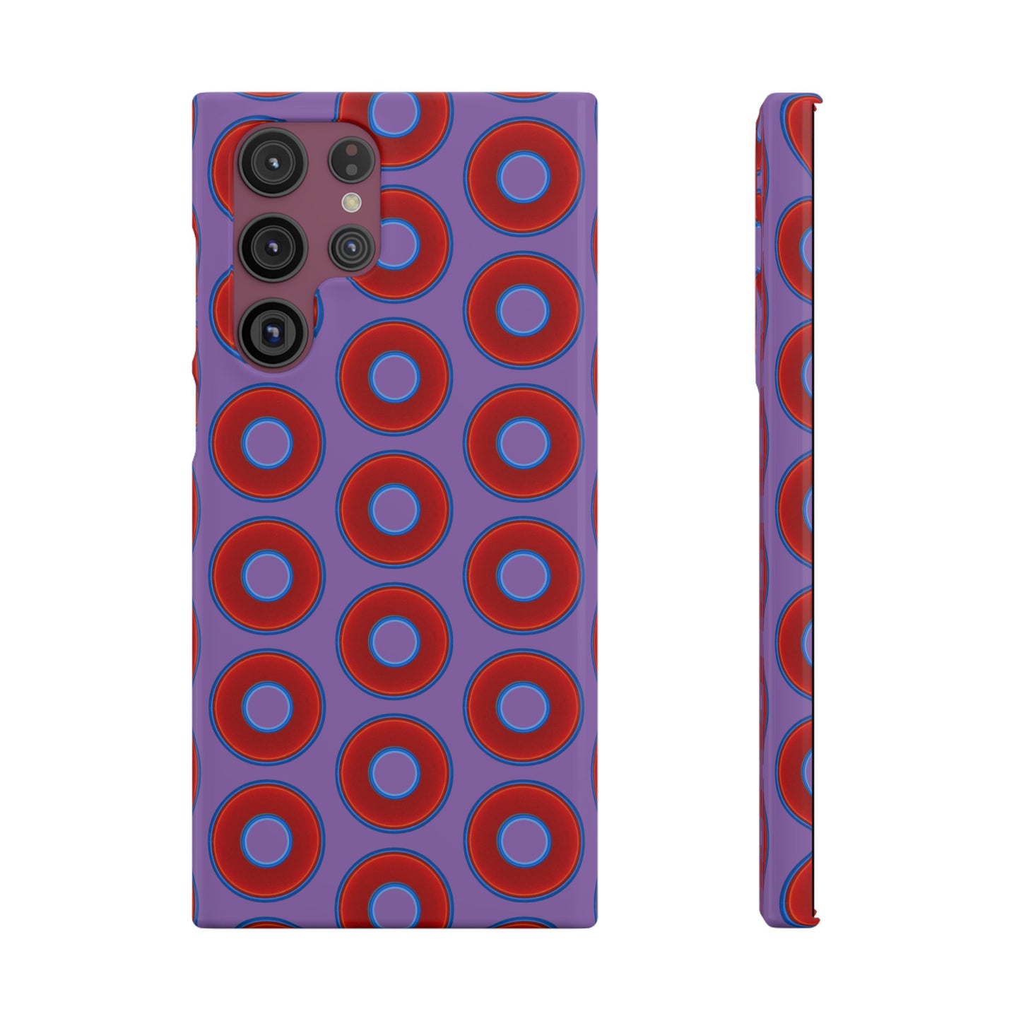 Lumpy Donut Snap Case - red vivid donut print w/light purple background