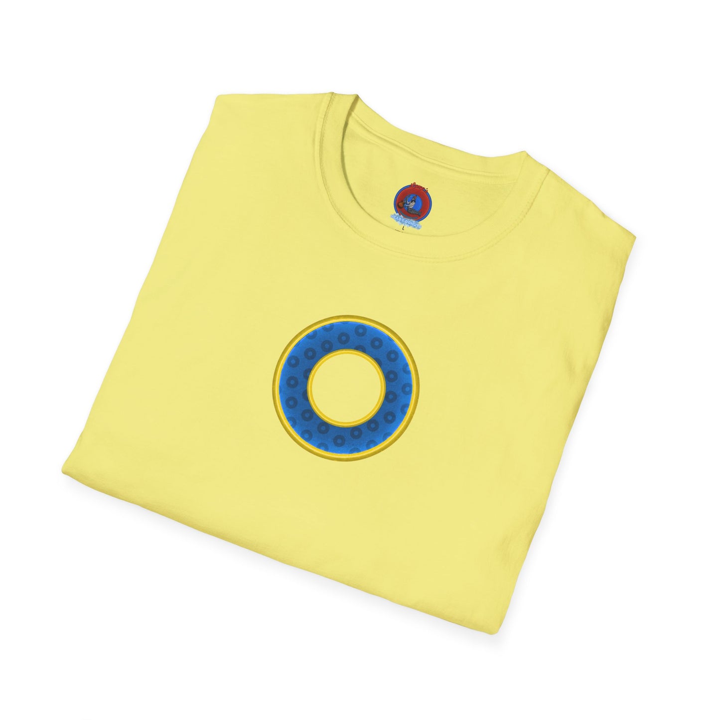 Plain Donuts/Unisex Soft-Style - "Plain Wide Mouthed Paradoxical Donuts" - blue/yellow donuts
