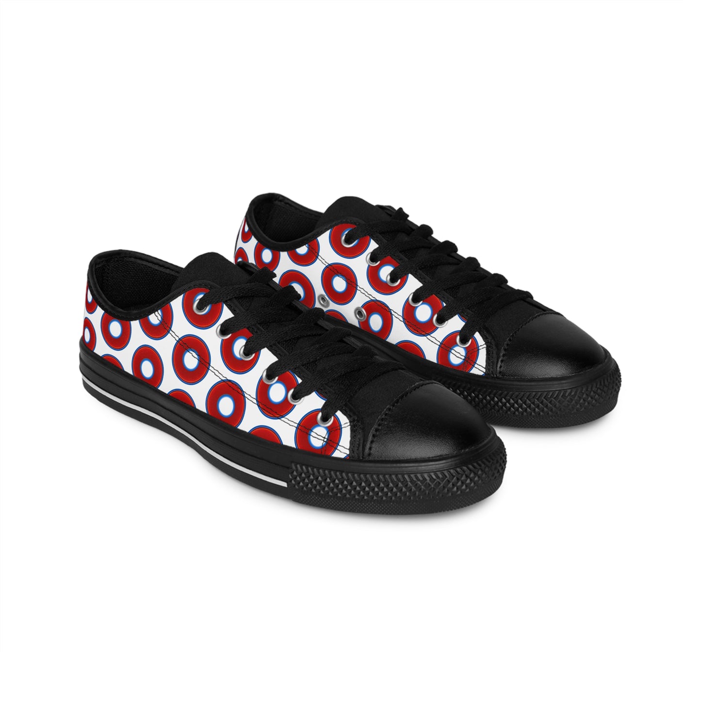 Men's Cushiony Convectors - Low Top - large red vivid donut print w/white background