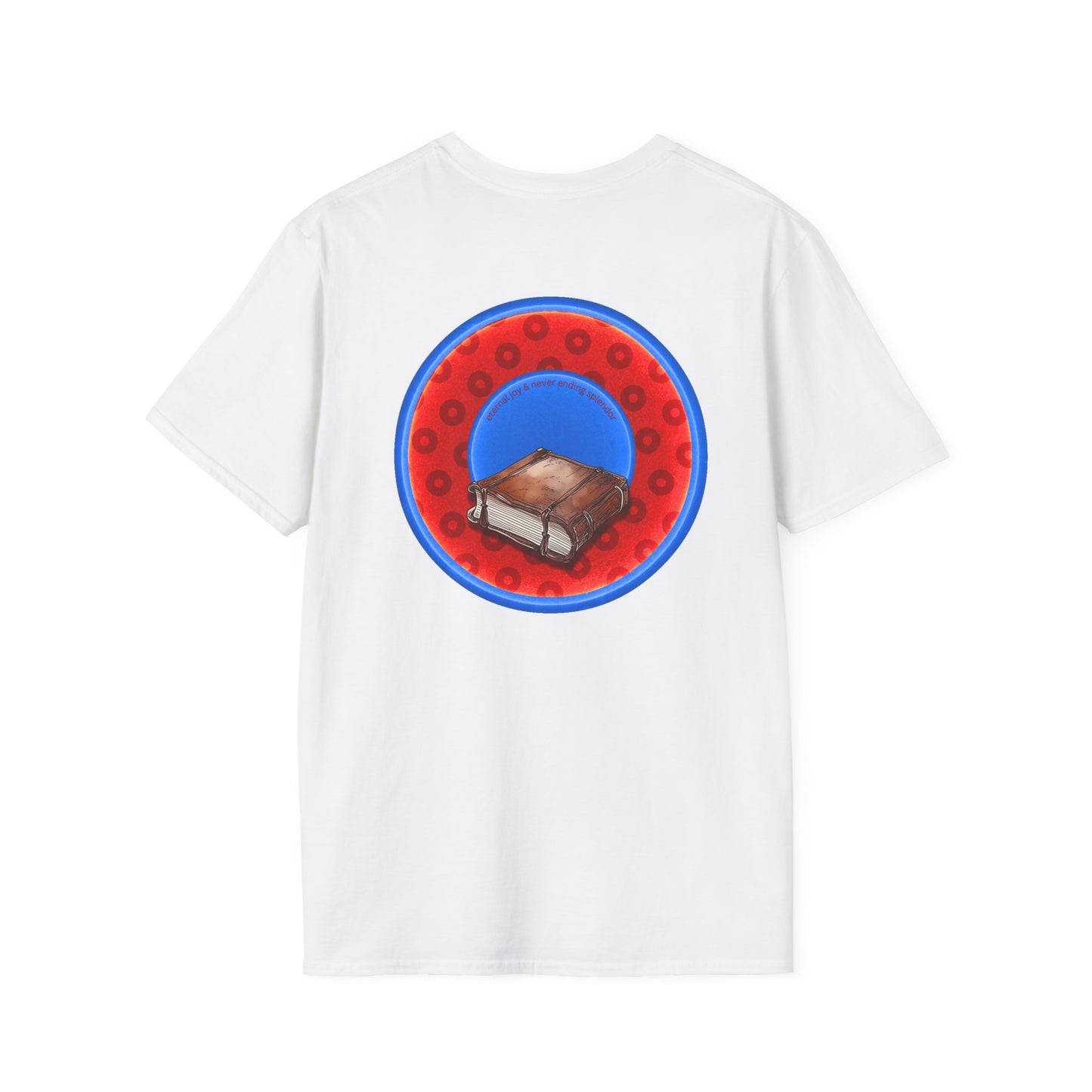 Classic Donut Tee - Unisex Soft-Style - "Read the F'ing Donut Book" - paradoxical widemouthed red/blue donut