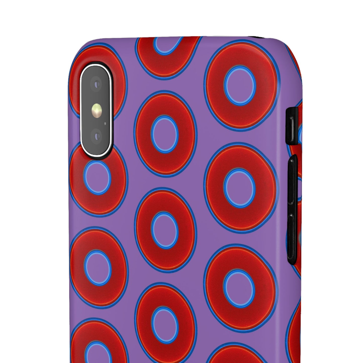 Lumpy Donut Snap Case - red vivid donut print w/light purple background