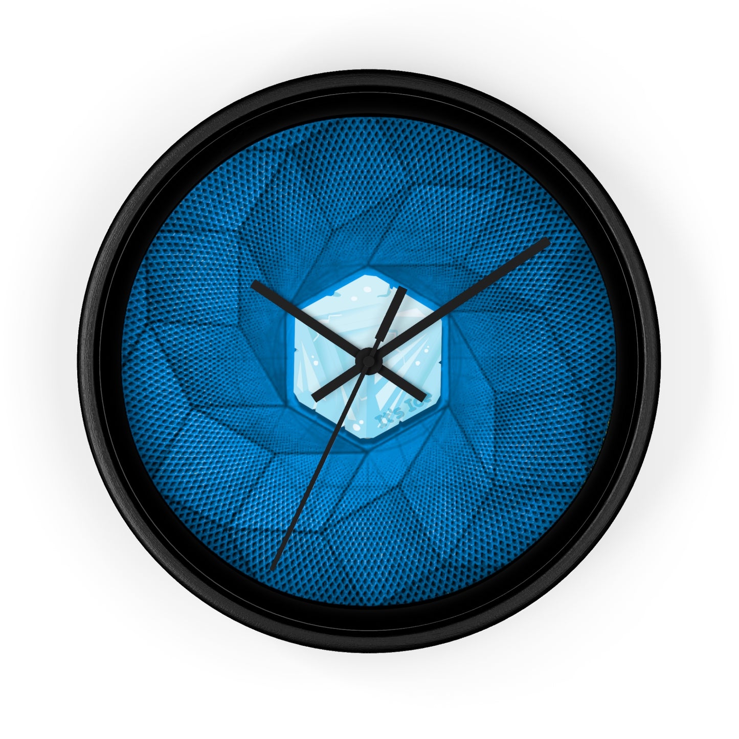 Lumpy Wall Clock - "It's Ice... Cube's Donut Clock" - blue cubed donut w/black background