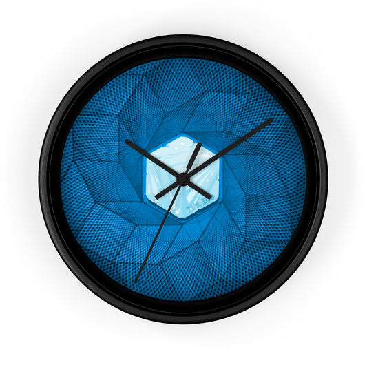 Lumpy Wall Clock - "It's Ice... Cube's Donut Clock" - blue cubed donut w/black background