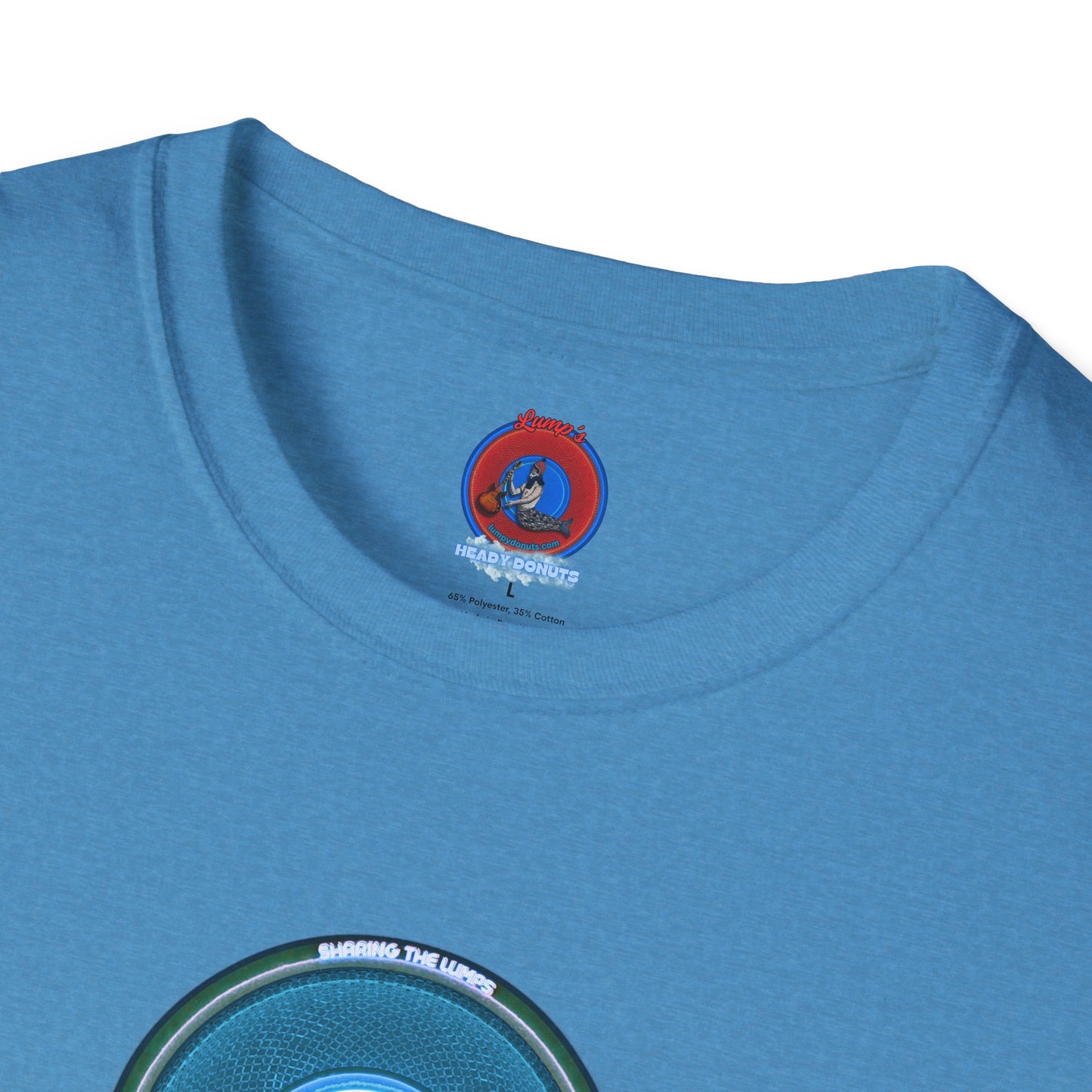 Classic Donut Tee - Unisex Soft-Style - "Lumpy Collective Donut" - aquamarine blue/green lumpy donut - variant 3