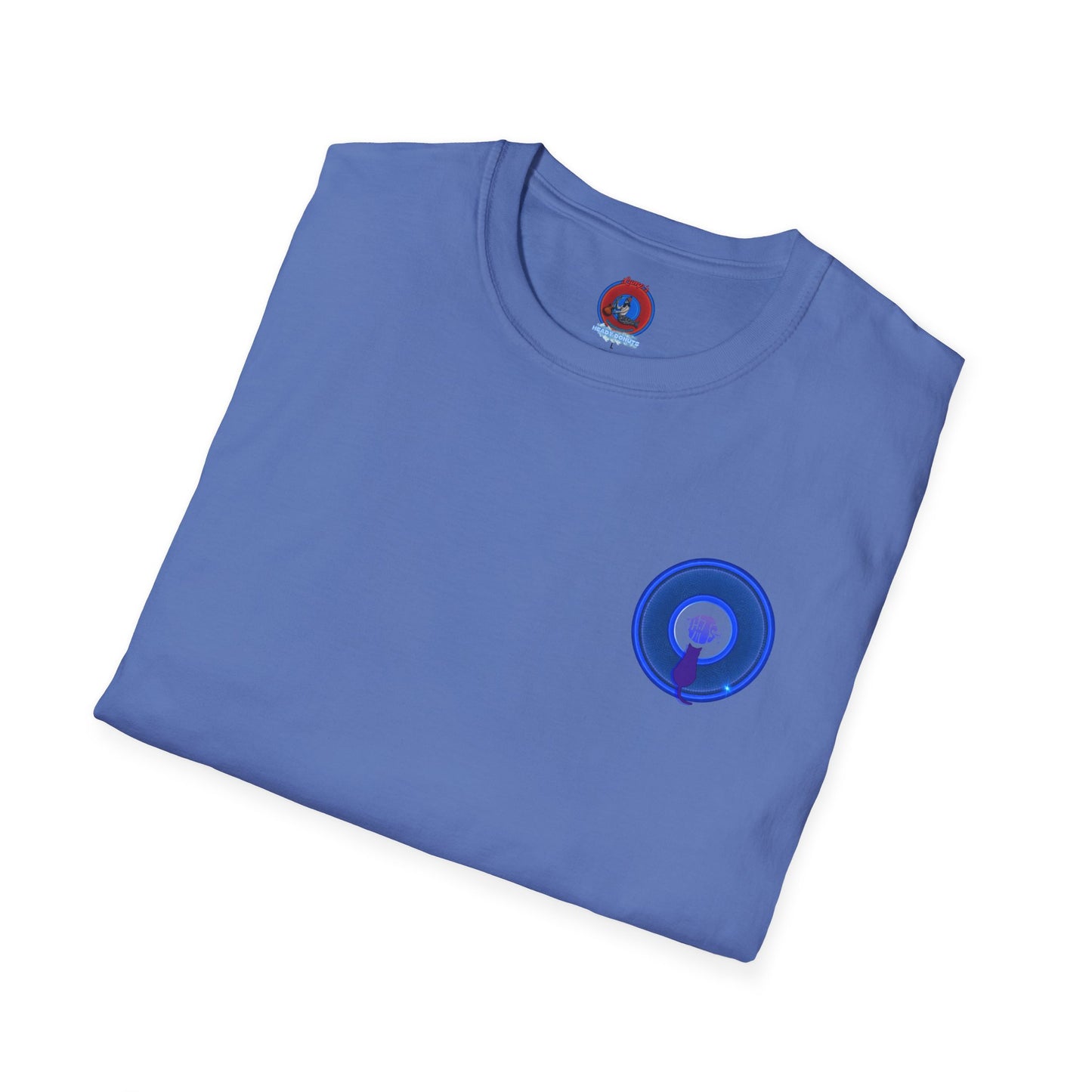 Classic Donut Tee - Unisex Soft-Style - "Cats: The Donut" - rustic blue/blue donut - variant 1