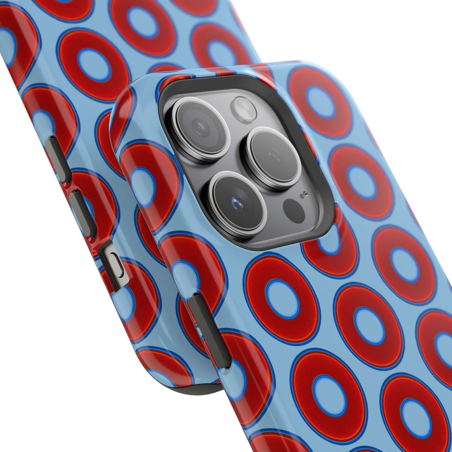 Magnetic Tough Donut Case - red vivid donut print w/sky blue background