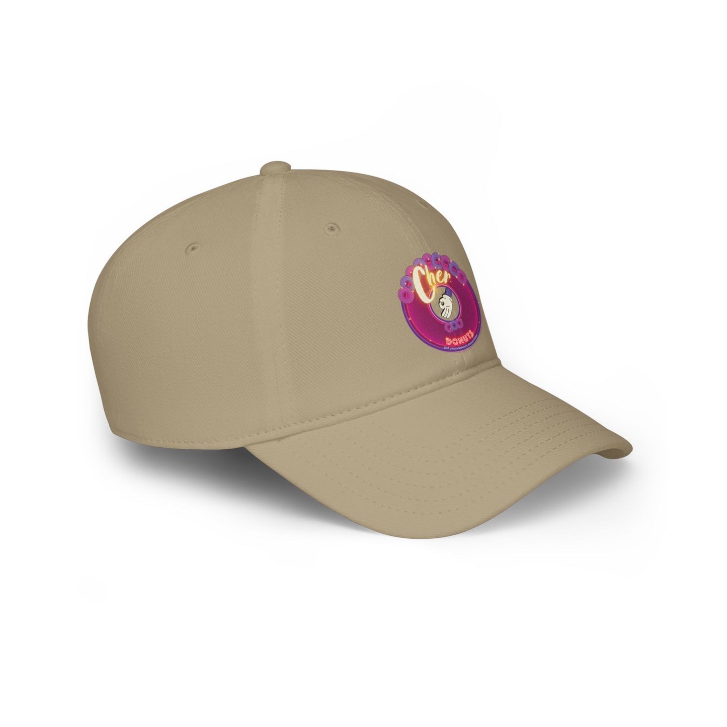 Lumpy Donut Baseball Cap - "Cher-ing is Caring Donut Cap" - variant 2 - vivid magenta donut w/ [*charitable donut]