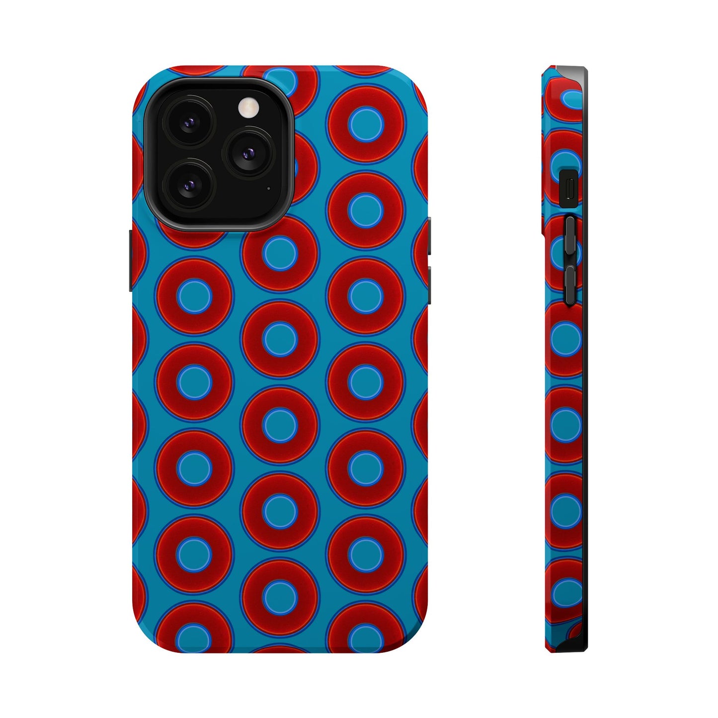 Magnetic Tough Donut Case - red vivid donut print w/aquamarine blue background