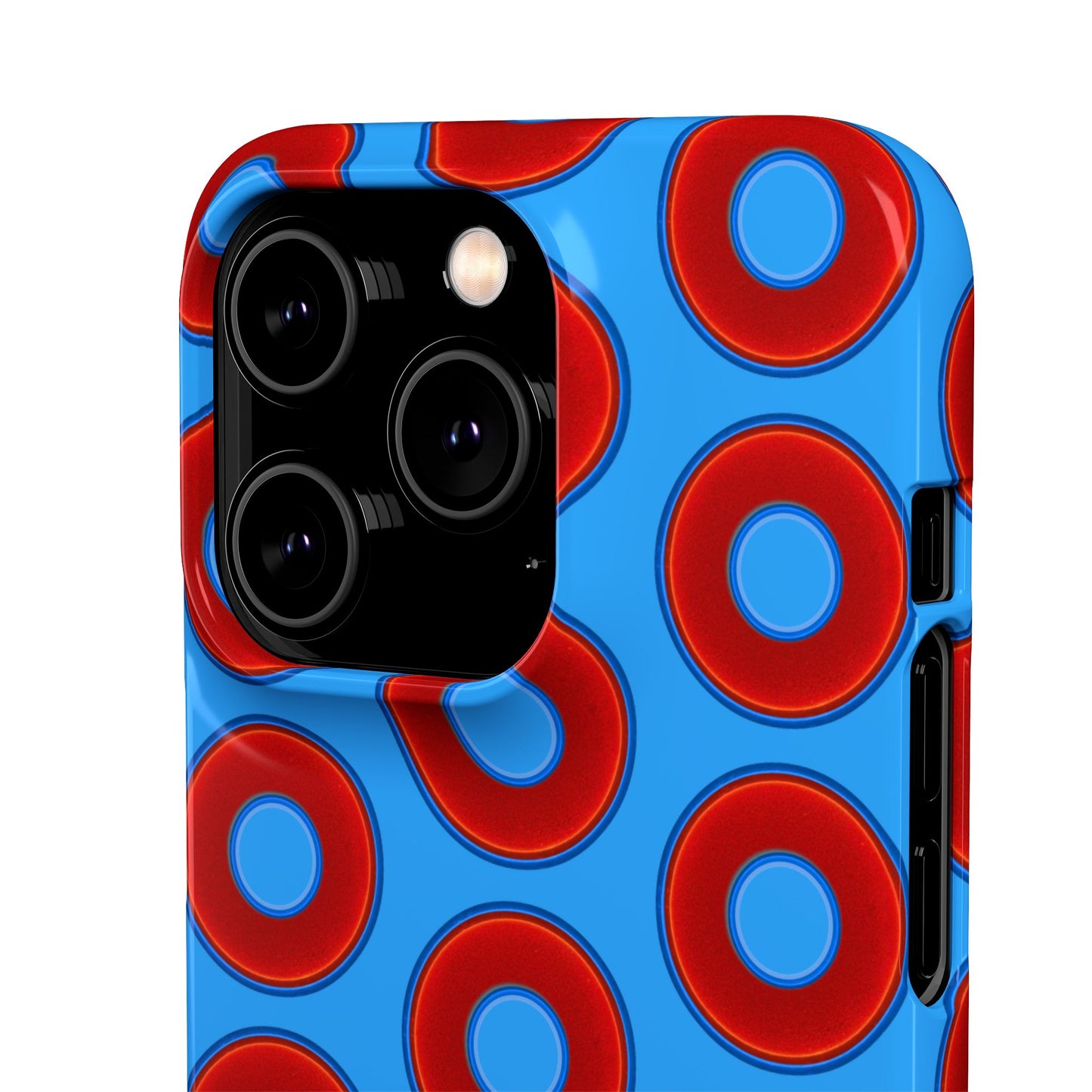 Lumpy Donut Snap Case - red vivid donut print w/sky royal blue background