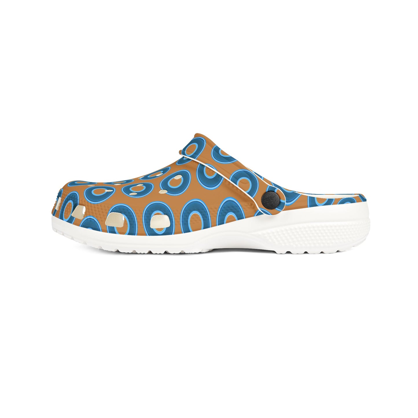 Spatchcocks - donut slip-on shoes - blue rustic donuts w/light brown background [unisex]