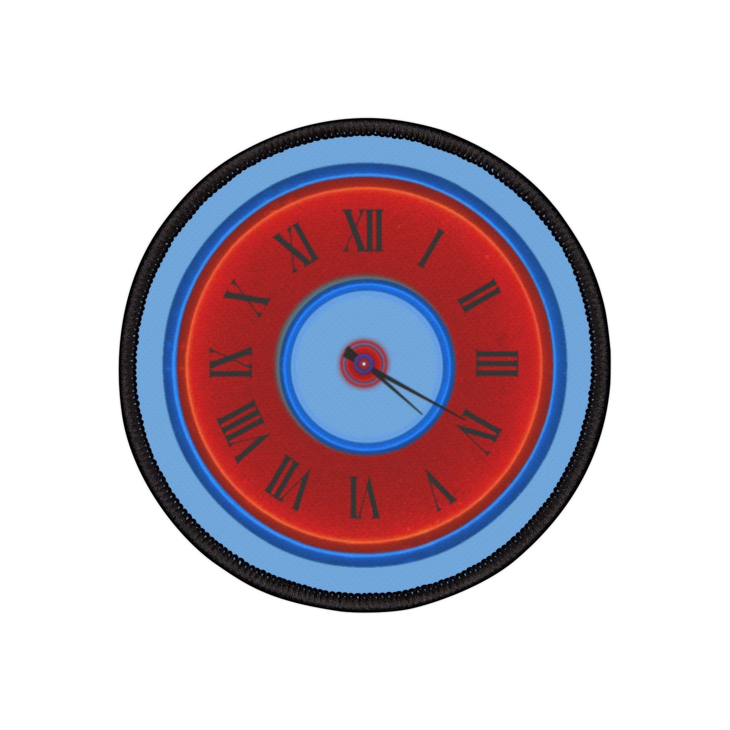 Iron-On Donut Patch - "Time Treasurer's Donut" - vivid red donut - variant 3