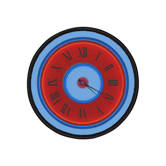 Iron-On Donut Patch - "Time Treasurer's Donut" - vivid red donut - variant 3