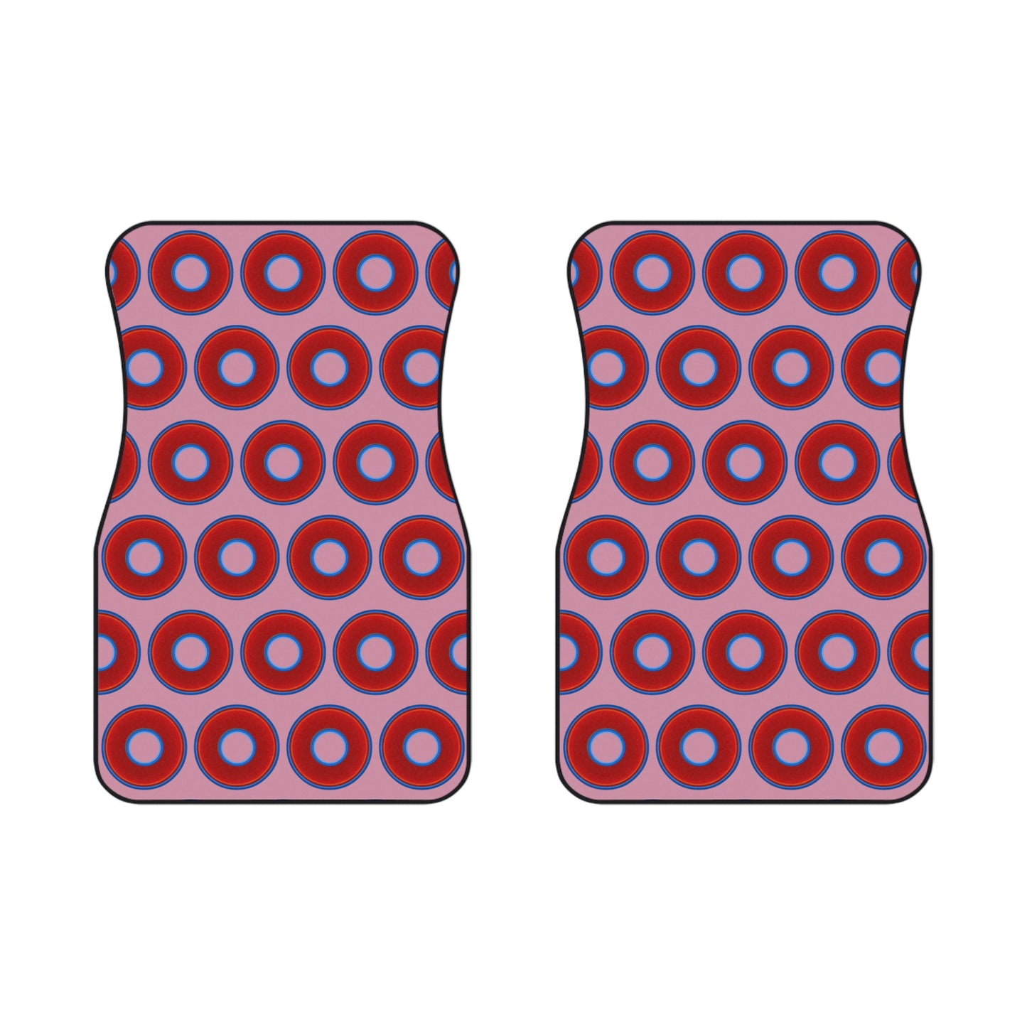 Contacted Car Mats - Set of 2/Front - vivid donut print w/pale magenta background