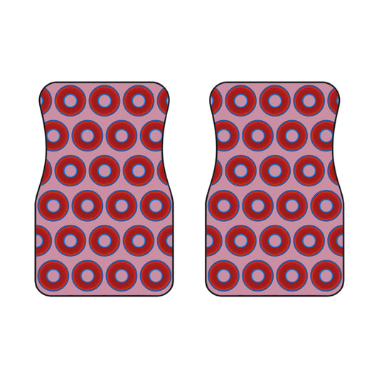 Contacted Car Mats - Set of 2/Front - vivid donut print w/pale magenta background