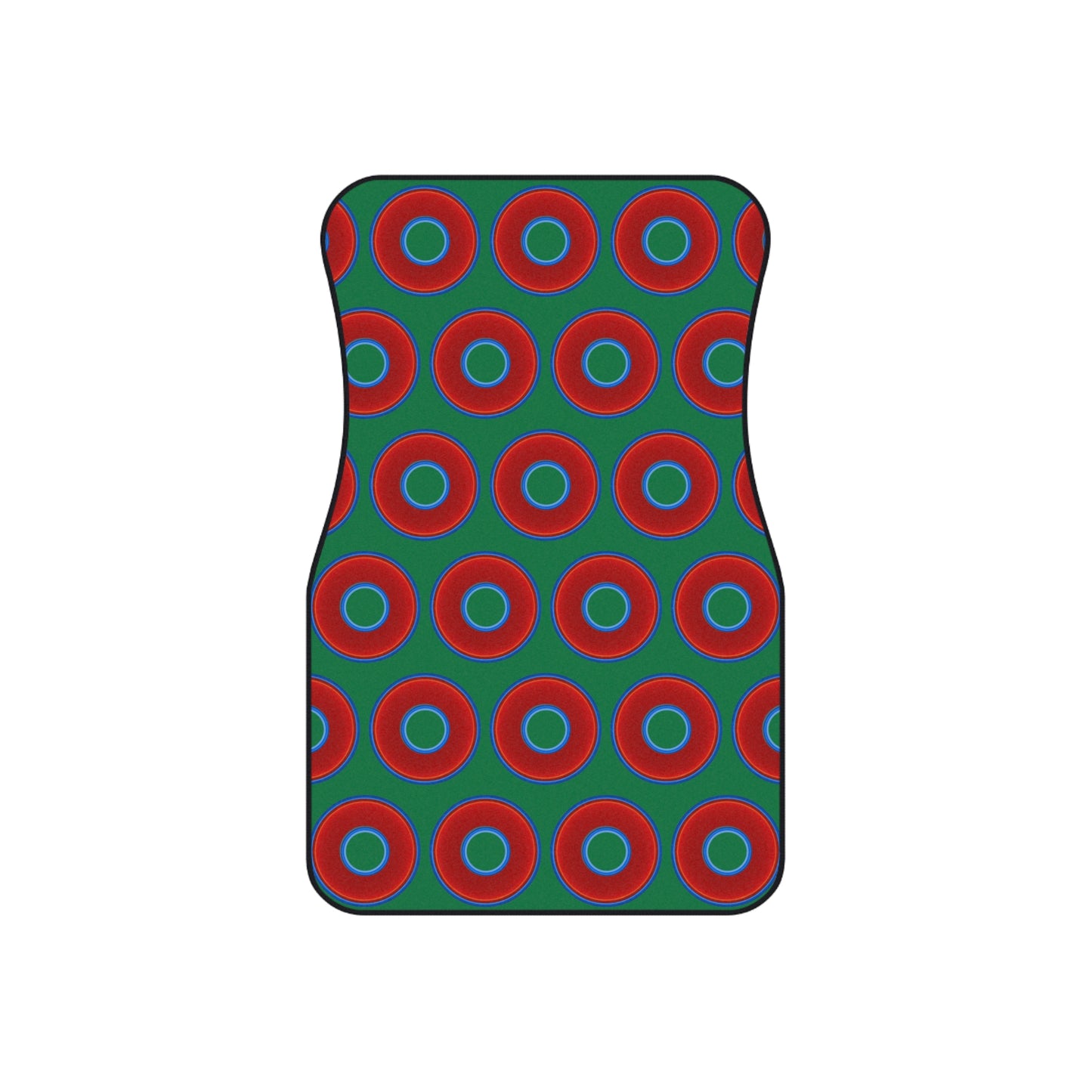 Contacted Car Mats - vivid donut print w/green background