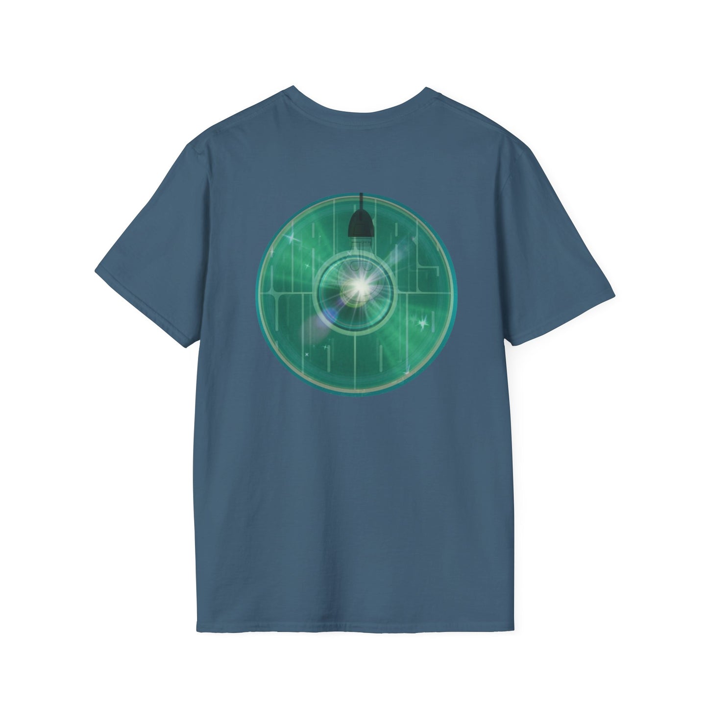 Classic Donut Tee - Unisex Soft-Style - "Harry's Hoodlum Donut" - series 1.0  - variant 4 - lights on/green donut(s)