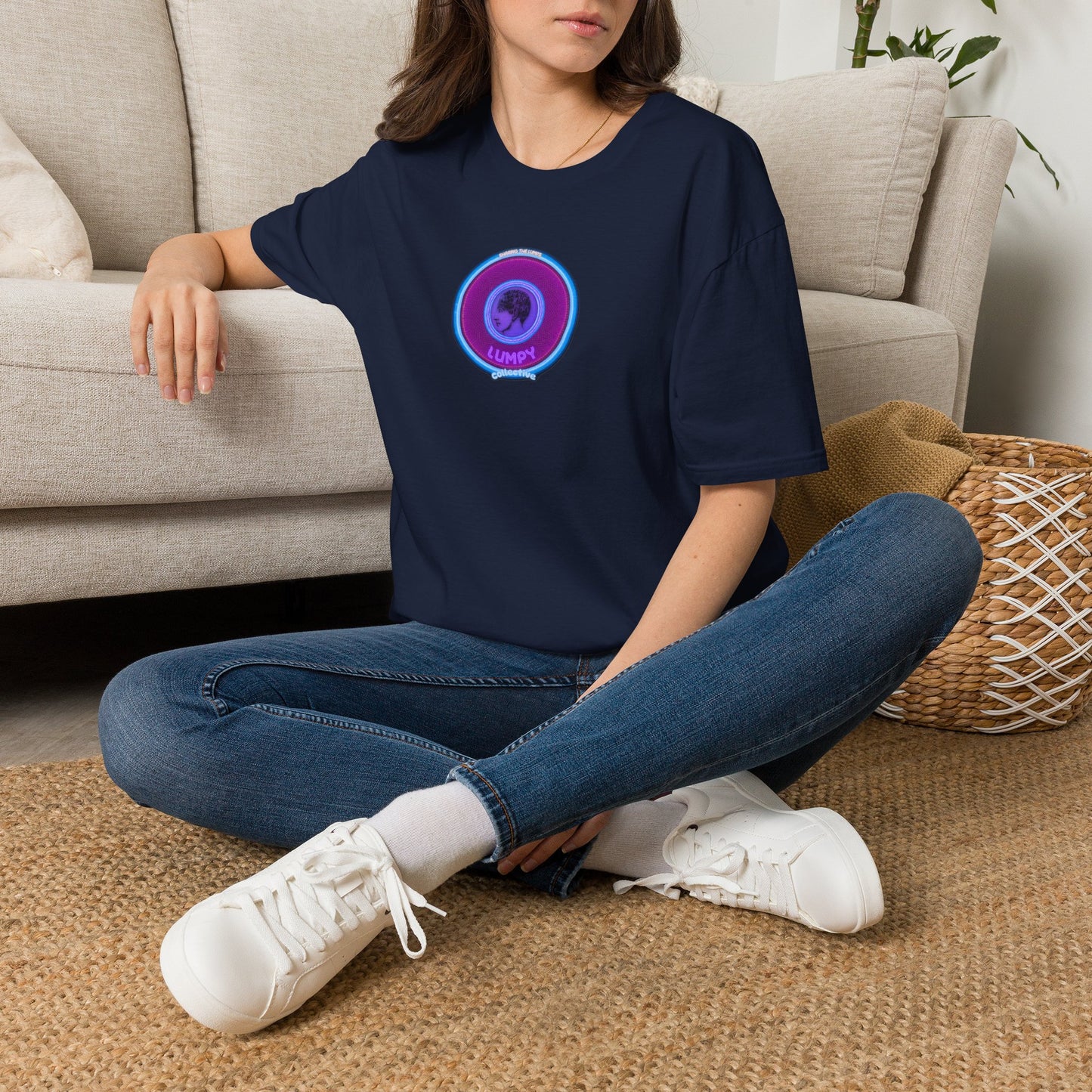Classic Donut Tee - Unisex Soft-Style - "Lumpy Collective Donut" - rustic purple/light blue lumpy donut - variant 2