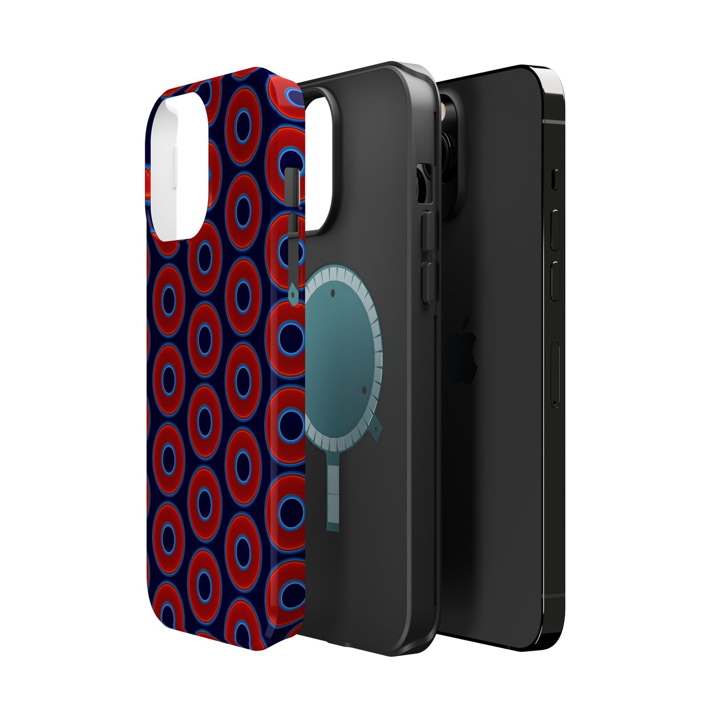 Magnetic Tough Donut Case - red vivid donut print w/midnight blue background