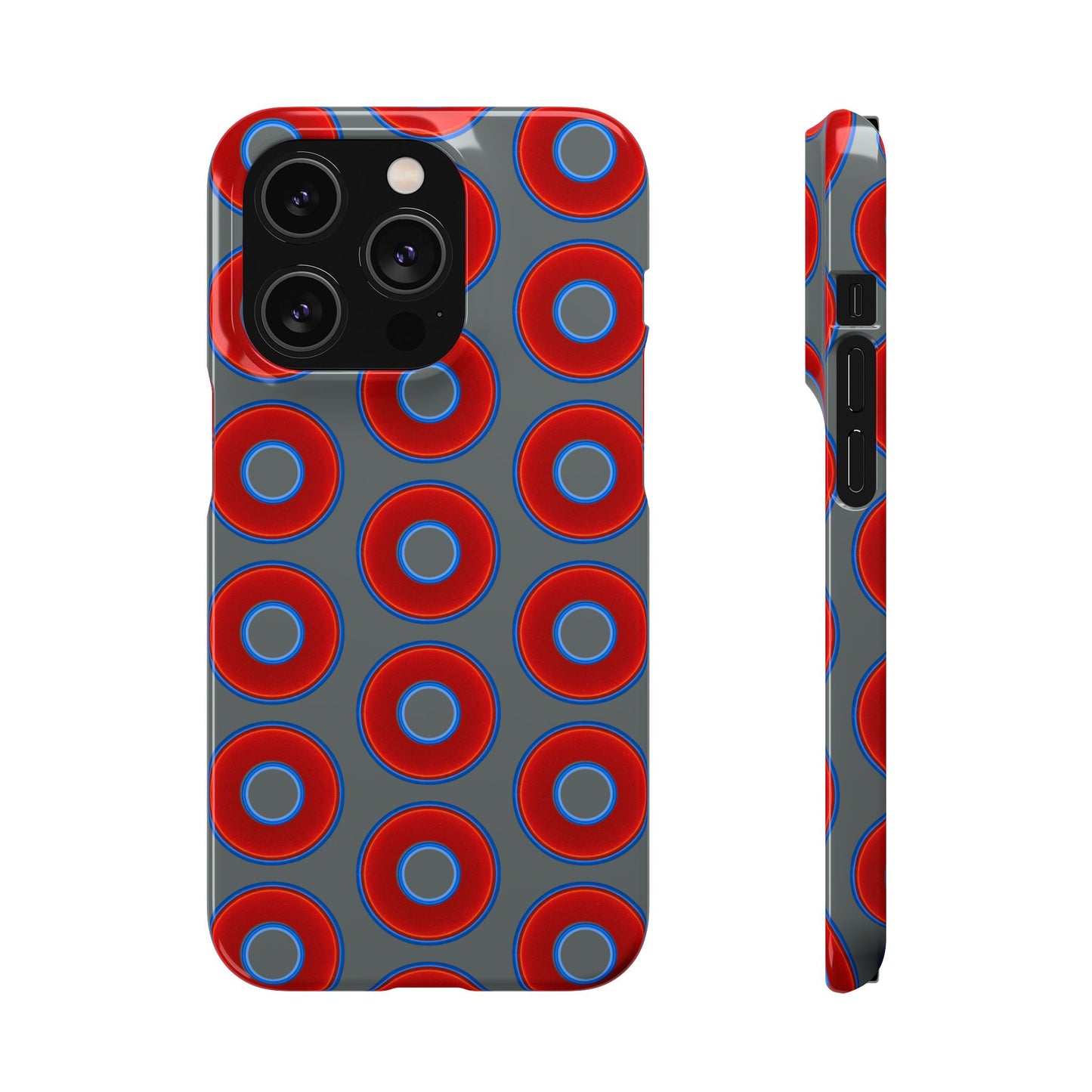 Lumpy Donut Snap Case - red vivid donut print w/dark gray background