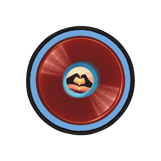 Iron-On Donut Patch - "Waste of a Perfectly Good Donut Patch" - red vivid record donut - variant 1