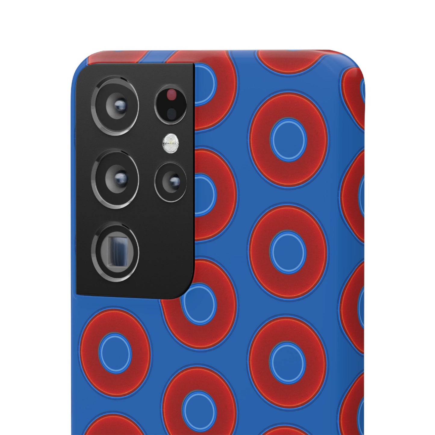 Lumpy Donut Snap Case - red vivid donut print w/dark royal background