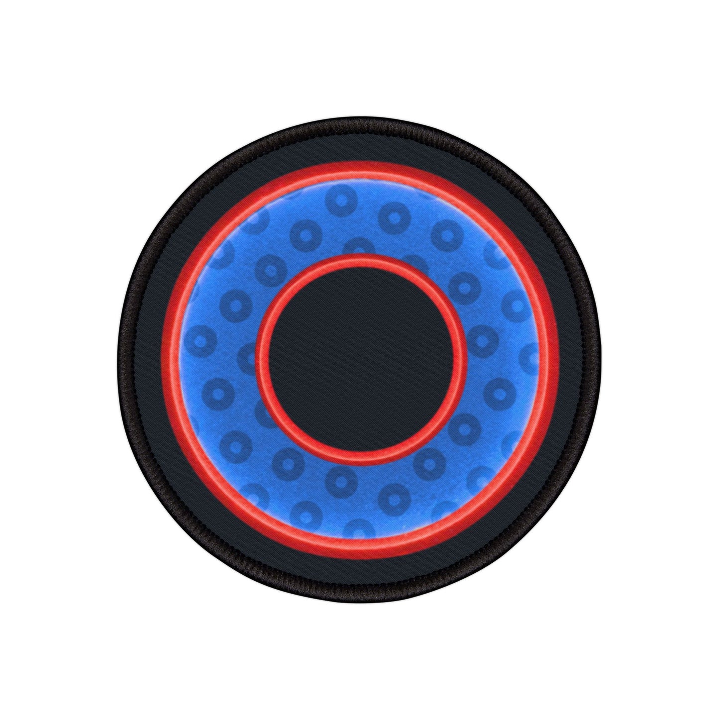 Iron-On Donut Patch - "Plain Paradoxical Wide Mouth Donut Patch" - paradoxical red/blue donut - variant 1