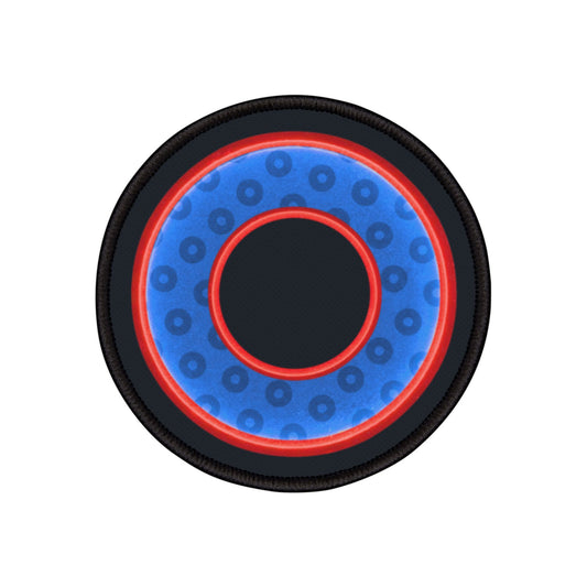 Iron-On Donut Patch - "Plain Paradoxical Wide Mouth Donut Patch" - paradoxical red/blue donut - variant 1
