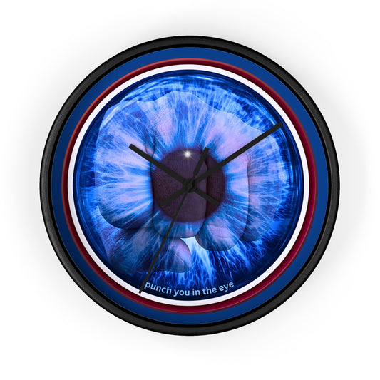 Lumpy Wall Clock - "Wilson's Eye Soar of a Donut Clock" variant 2 - blue idonut w/dark blue background