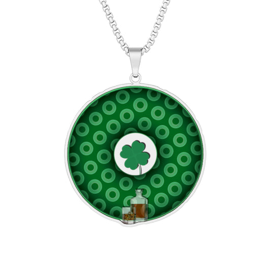 Lump's Heady Donut Necklace - 1" x 1" Stainless Steel Pendant - "Patron Saint of Donuts" - St. Patrick's Day/holiday edition - caviar paradox donut - variant 2