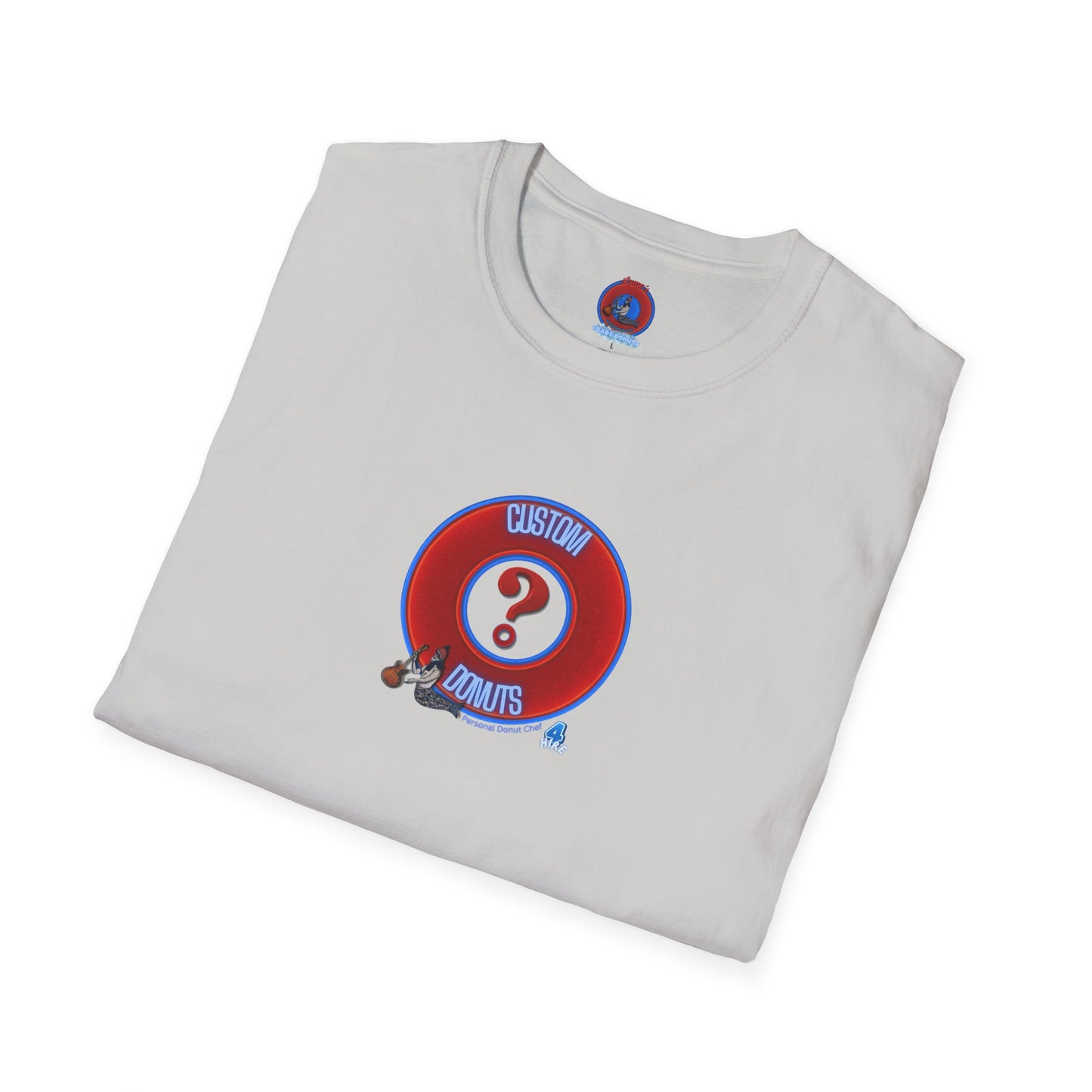 Classic Donut Tee - Unisex Soft-Style - "Example: Custom Donut Tee" - vivid red dirt mall donut